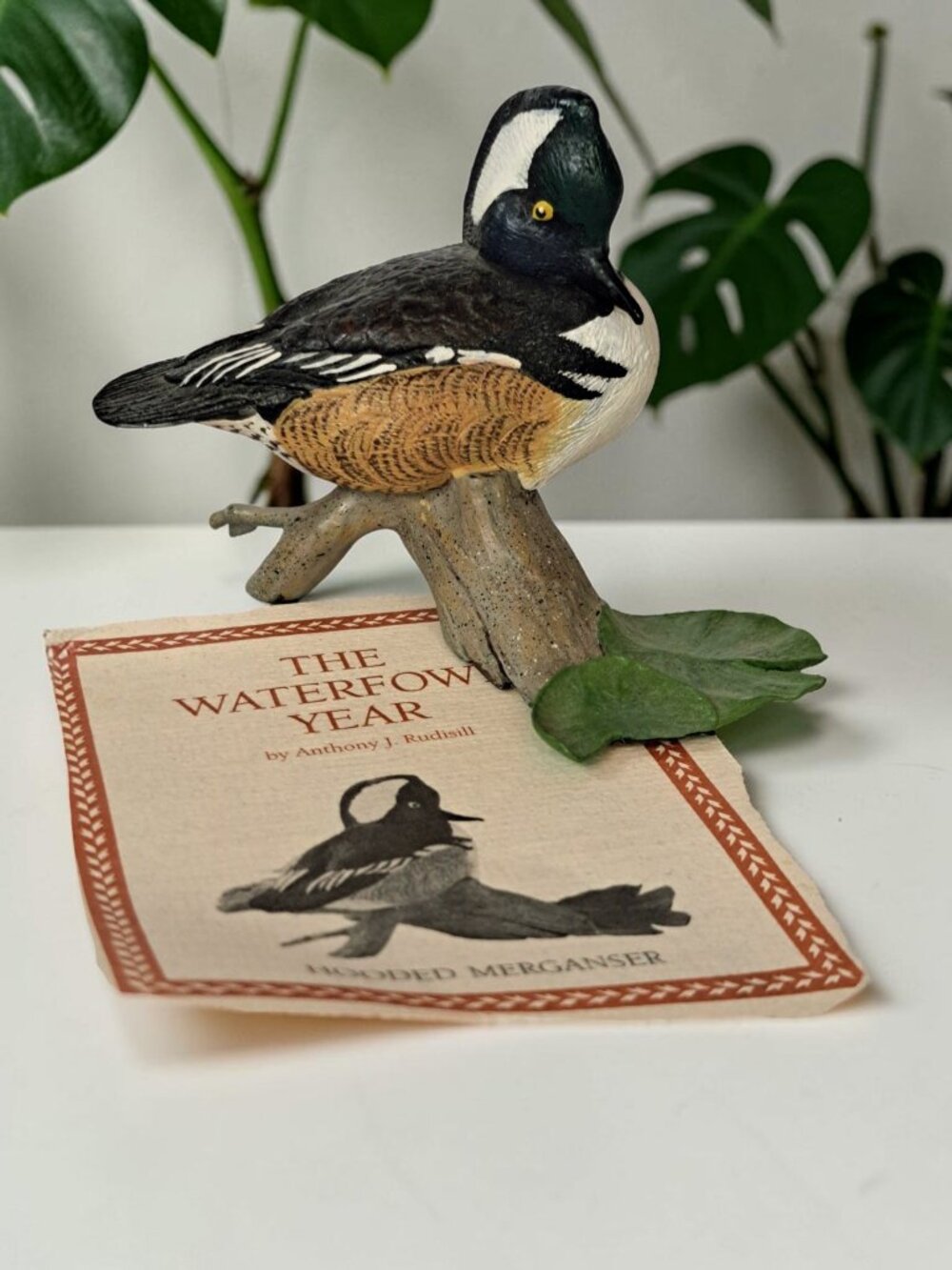 Wood Carved Hooded Merganser Figurine By Anthony J Rudisill Franklin Mint 1988